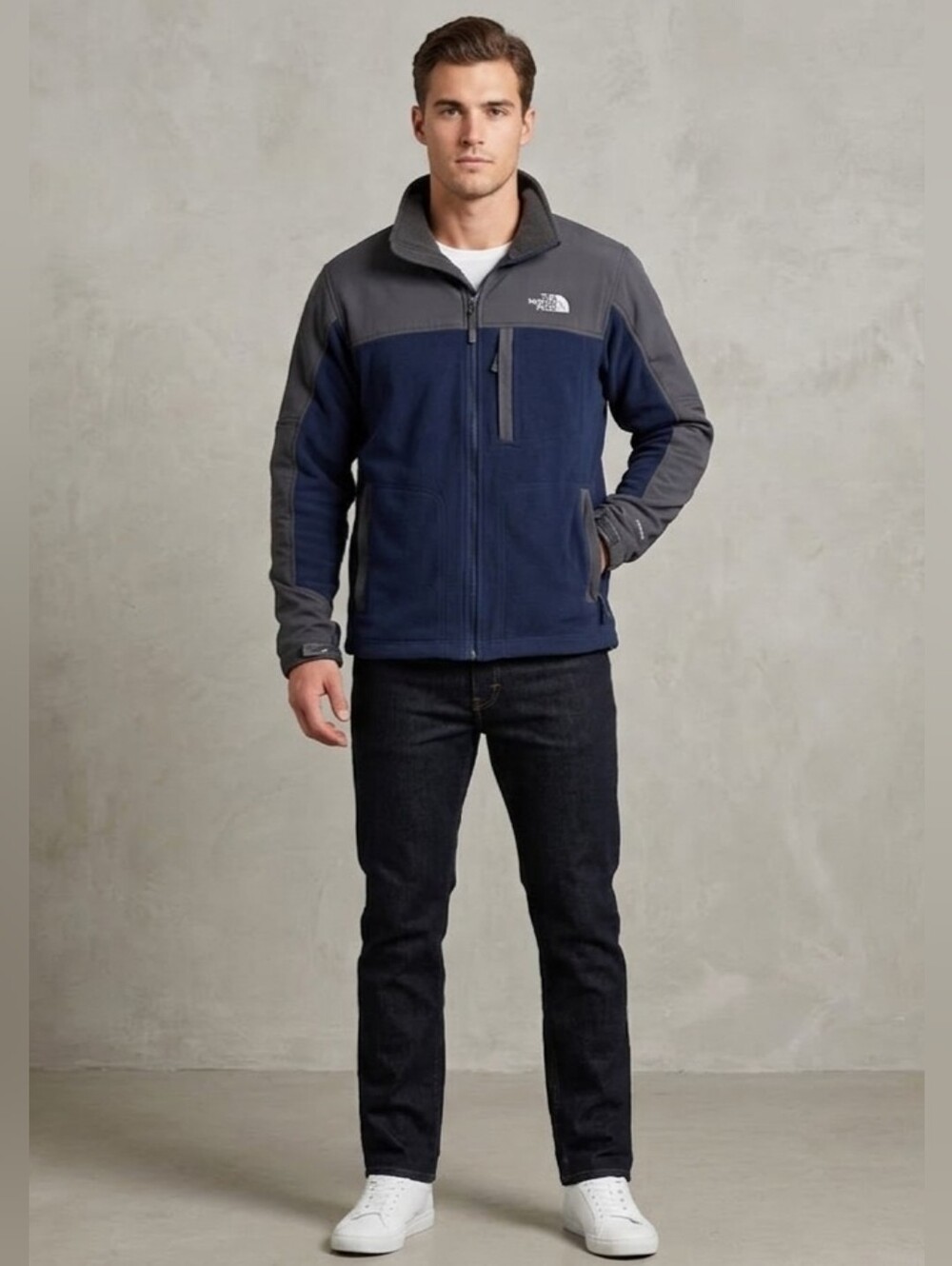 The North Face Blue Gray Coat Mens Size L Large Pamir WindStopper Jacket Hoodie